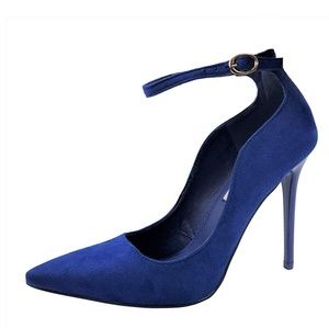 Royal blue faux suade stilettos